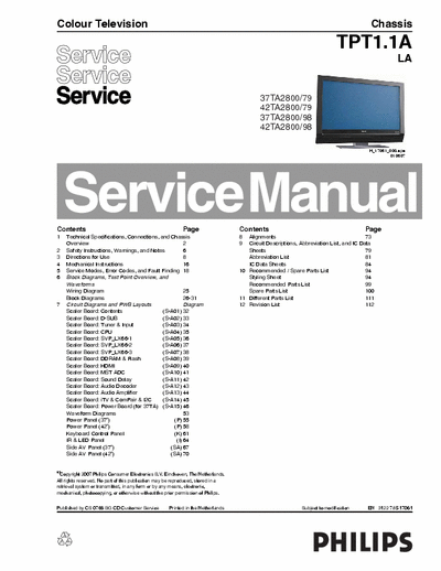 PHILIPS 37TA2800, 42TA2800 Service Manual