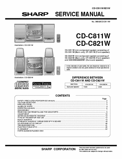 Sharp cd-c811w cd-c811w i cd-c821w