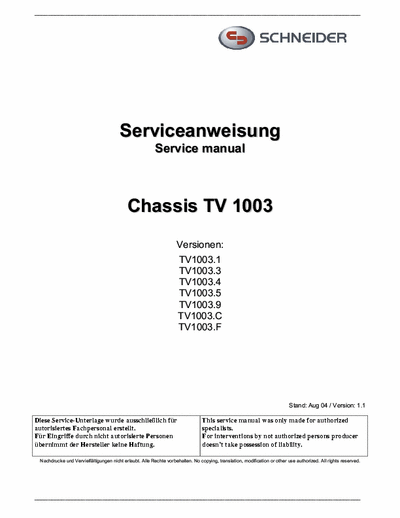 Schneider 29M431 Schneider 29M431 chassis TV1003