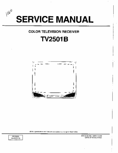 Unknown TV2501B 38 page scanned service service manual for unknown manufacturer model # TV2501B.