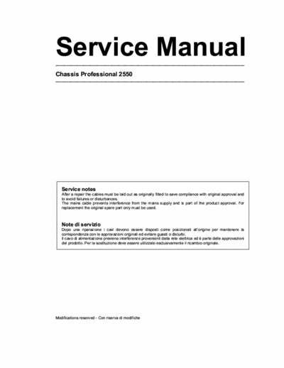 ORION  Electrical schema and service manual for Orion 2550 Chassis