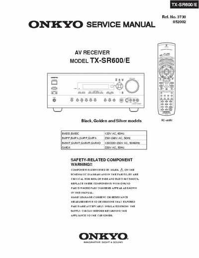 Onkyo TX-SR600/E Service Manual Receiver TX_SR600/E