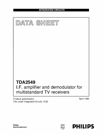 Philips TDA2549 Philips Quality Data Sheet