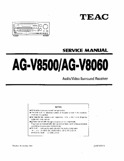 Teac AGV8060, AGV8500 receiver