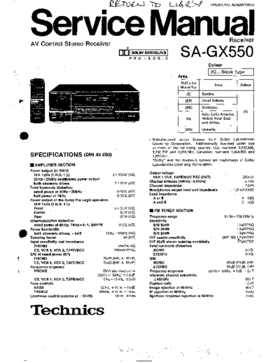 Technics SA-GX550 Technics SA-GX550 AV Control sterero receiver service manual