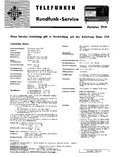 Telefunken Hymnus 2114 service manual