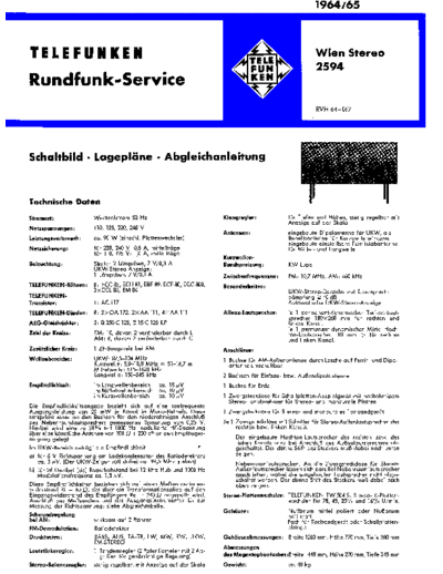 Telefunken Wien stereo 2594 service manual