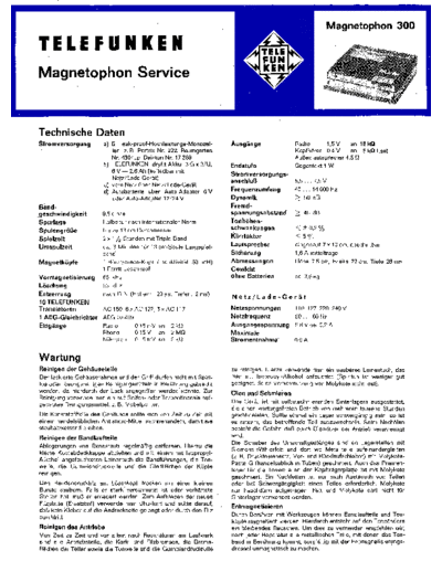Telefunken magnetophon 300 service manual