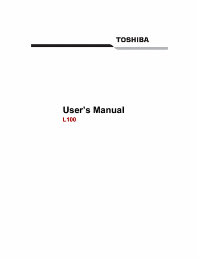 Toshiba Satellite Pro L100 Toshiba Satellite Pro L100 Series User Manual