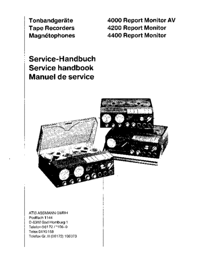 Uher 4000-4400 report Monitor service manual