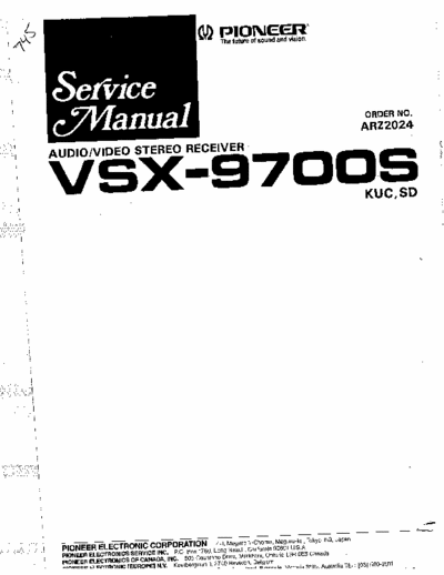 Pioneer VSX-9700S 16 page service manual for Pioneer audio / video stereo receiver model # VSX-9700S.