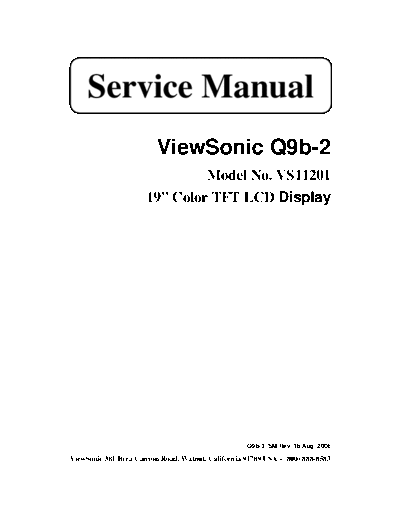 ViewSonic Q9b-2 VS11201 Service Manual