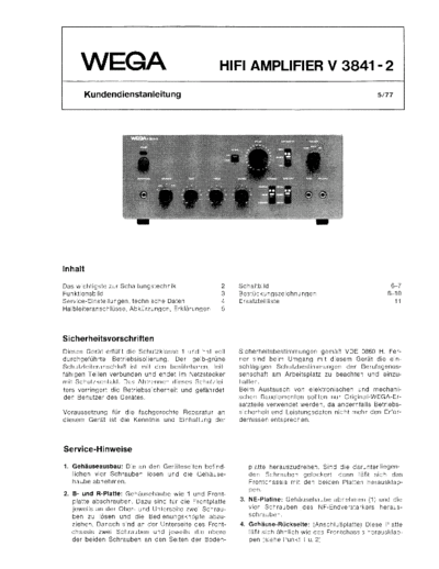 Wega HiFi Amplifier V 3841-2 service manual