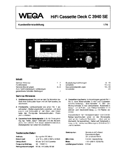 Wega C 3940 SE service manual