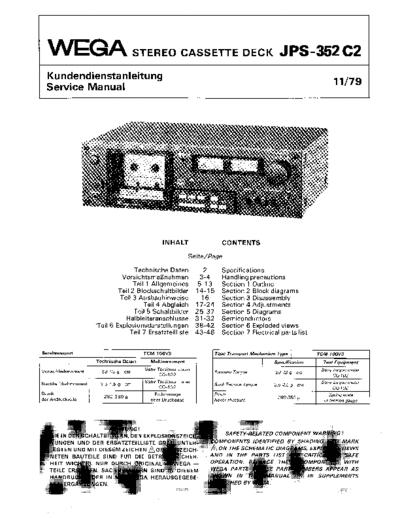 Wega Stereo Cassettengeraet JPS-352 C2 service manual