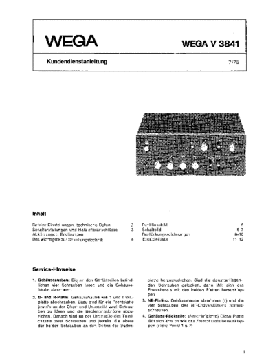 Wega HiFi Amplifier V 3841 service manual