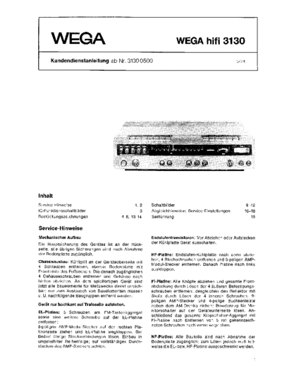 Wega hifi 3130 service manual