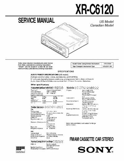 sony xr-c6120 Service Manual