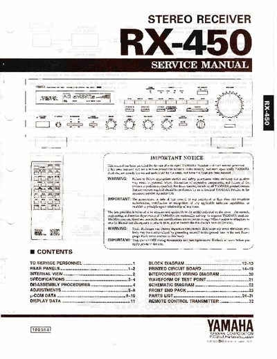 Yamaha RX450 receiver