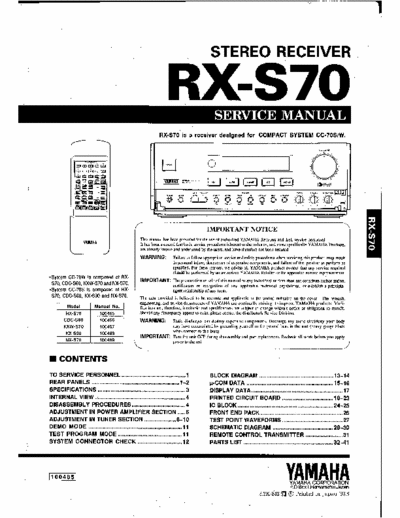 Yamaha RXS70 receiver