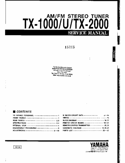 Yamaha TX1000 tuner