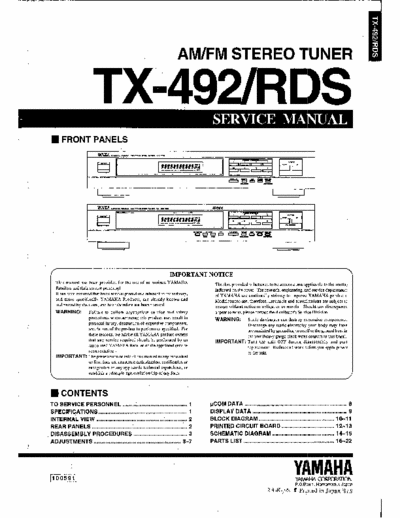 Yamaha TX492 tuner