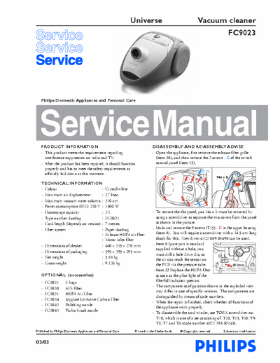 Philips FC9023 Service Manual ser. Universe - pag. 7