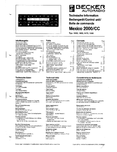 Becker Mexico 2000 CC Bediengerät BE1460 BE1470