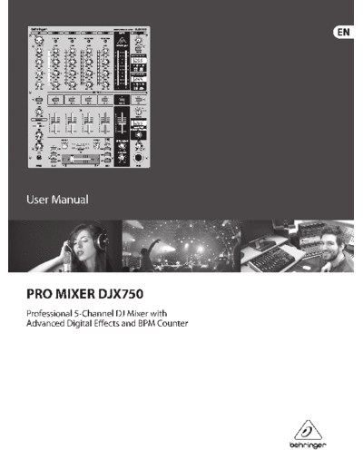 Behringer DJX750 Behringer mixer djx750
Professional 5 channel DJ mixer with advanced digital effects and BPM counter