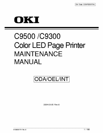 OKI C9300, C9500 OKI C9300/C9600 MAINTENANCE MANUAL REV. 6