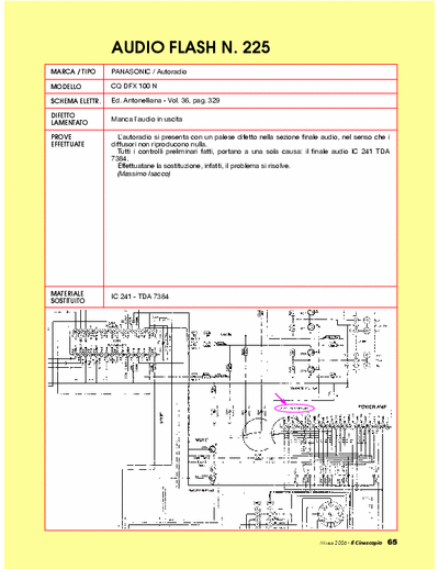 Panasonic CQ-DFX100N car-audio repair - Guasto: azzenza audio [TDA7384]