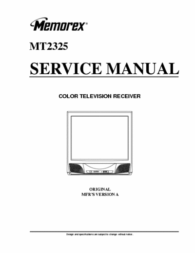 Memorex MT2325 Service Manual Color Television Receiver Version A - pag. 33
