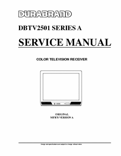 Durabrand DBTV2501 Series A Service Manual Color Television Receiver - pag. 35