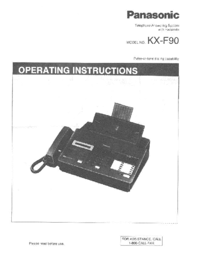 Panasonic KX-F90 Telephone answering system with FAX
Operating Instructions