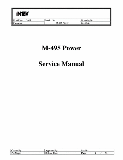 Intek M-495 Power M-495 Power Service Manual