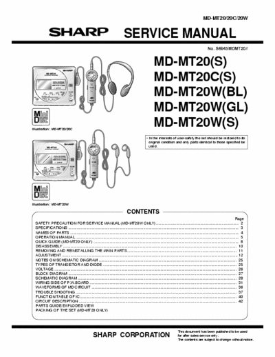Sharp MD-MT20 (C) (W) [S/BL/GL] Service Manual Mini Disk Portable - pag. 52