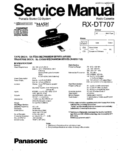 Panasonic RX DT 707 service manual