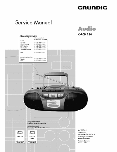 Grundig K-RCD 120 Service Manual audio portable [P.N. 72010-756.50] Pag. 20