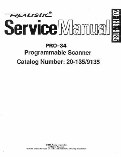 Realistic Pro 34 Pro 34 service manual 300dpi scans converted to Adobe Acrobat