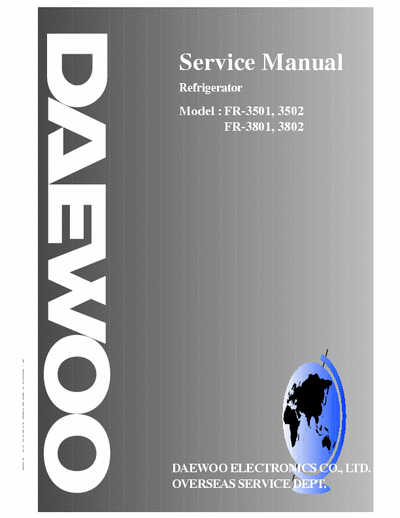 Daewoo FR-3501 FR-3801 FR-3502 FR-3802 Service Manual Refrigeration System Air Forced Convention - pag. 22