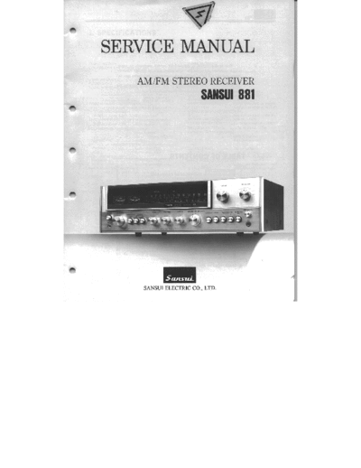 Sansui 881 Service manual with schematic for Stereo Receiver Sansui Model 881