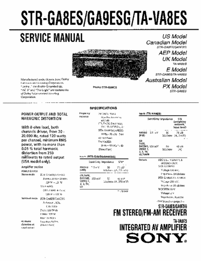 Sony STR-GA8ES Sony Receiver Service Manual STR-GA8ES/GA9ESG/TA-VA8ES