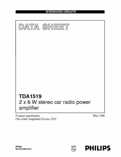 Philips TDA1519 2 x 6 W stereo car radio power amplifier