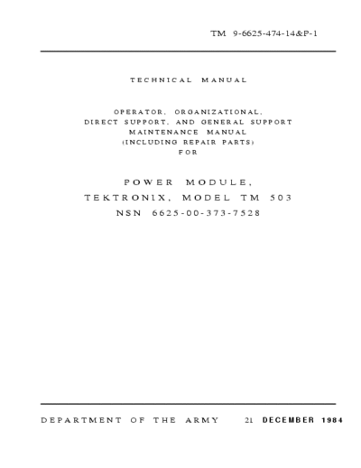 Tektronix TM503 Service Manual