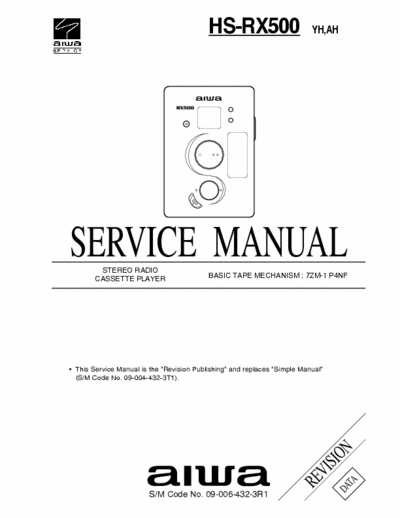 AIWA HS-RX500 Service Manual Stereo Radio Tape Player [Tape Mech. 7ZM-1 P4NF] Revision - pag. 20