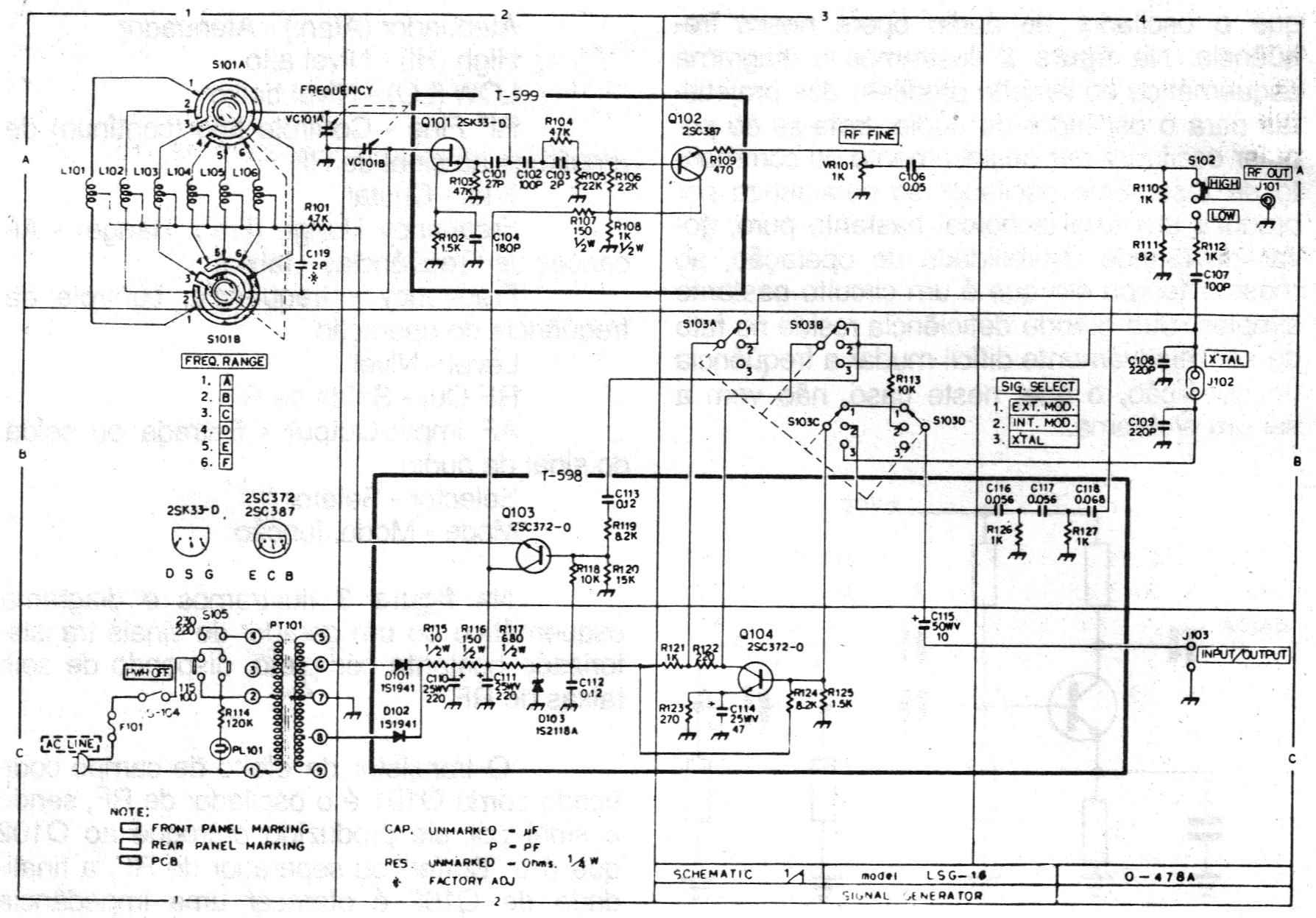 Leader LSG-16 RF Generator schematic diagram.