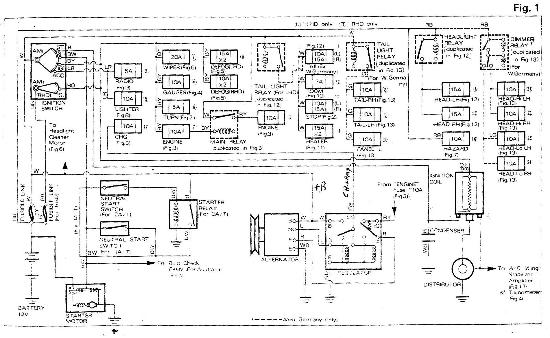 Toyota Corolla 80-82 Electrical wiring diagram
