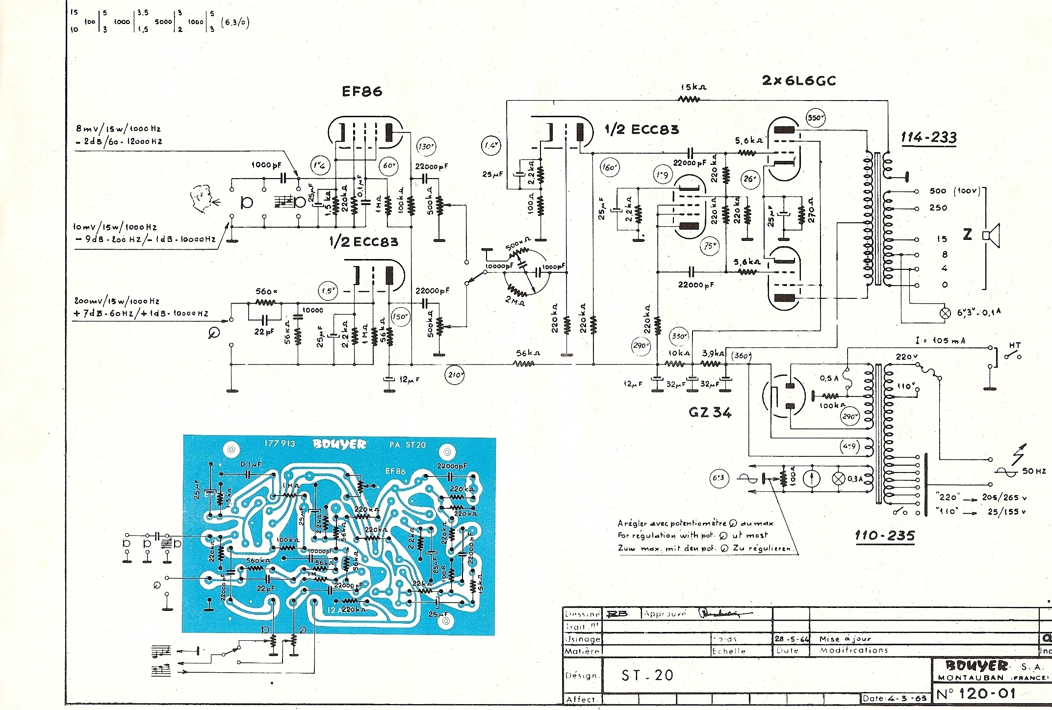 Bouyer ST20 Schematic Diagram of power amplifier Bouyer ST20