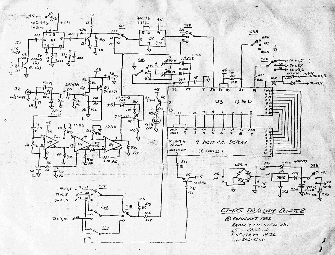Ramsey CT-125 Ramsey CT-125 1 GHz frequency counter
schematic diagram
