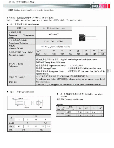 Foai [radial thru-hole] CD11X Series  . Electronic Components Datasheets Passive components capacitors Foai Foai [radial thru-hole] CD11X Series.pdf